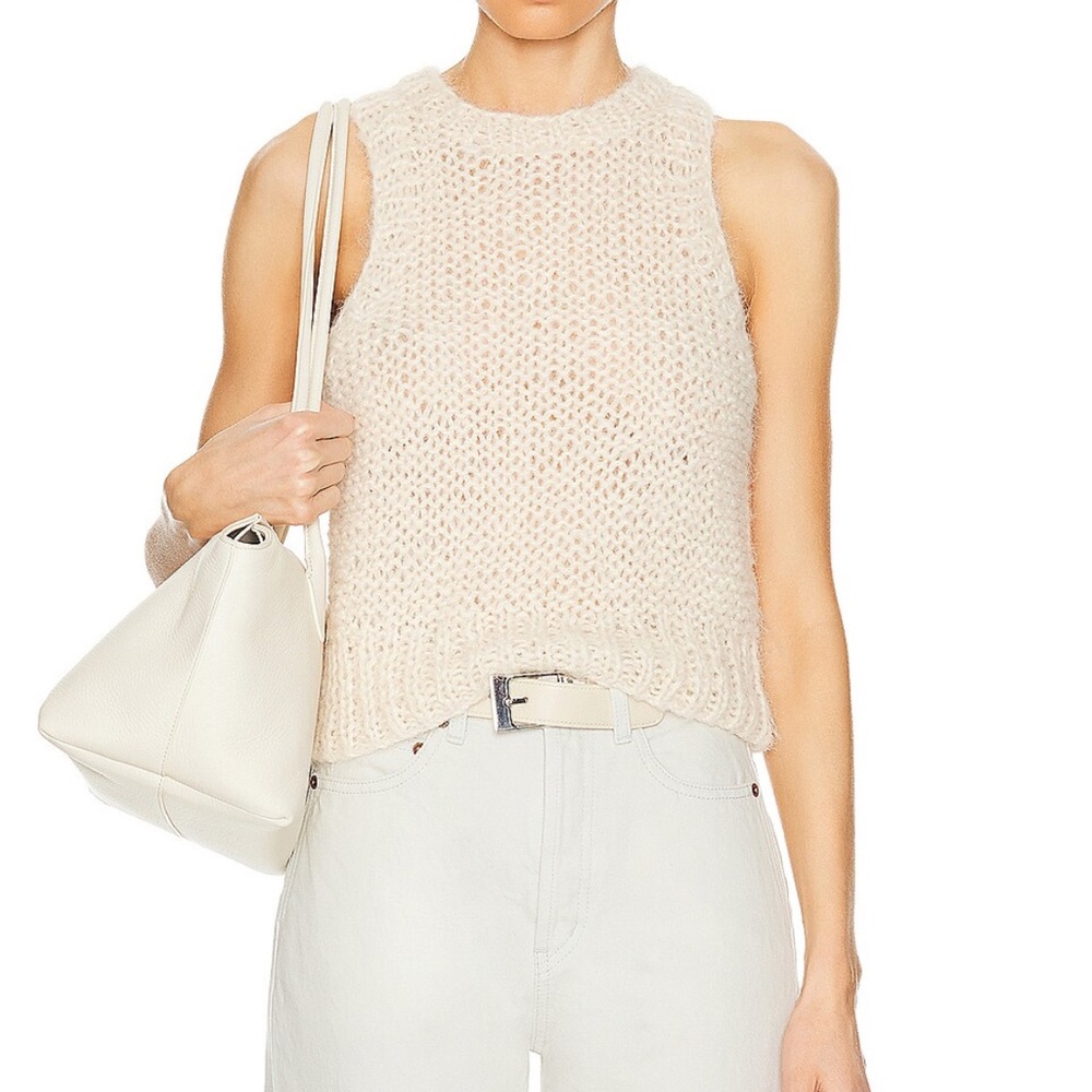 Cream Knit Sleeveless Top